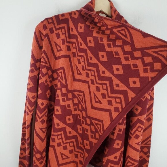 Staring at Stars Cardigan Sweater XS Orange Boho Southwestern Aztec Waterfall - Picture 8 of 11